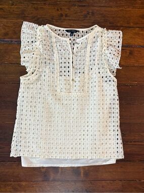 Banana republic white eyelet lined top blouse shirt size XS